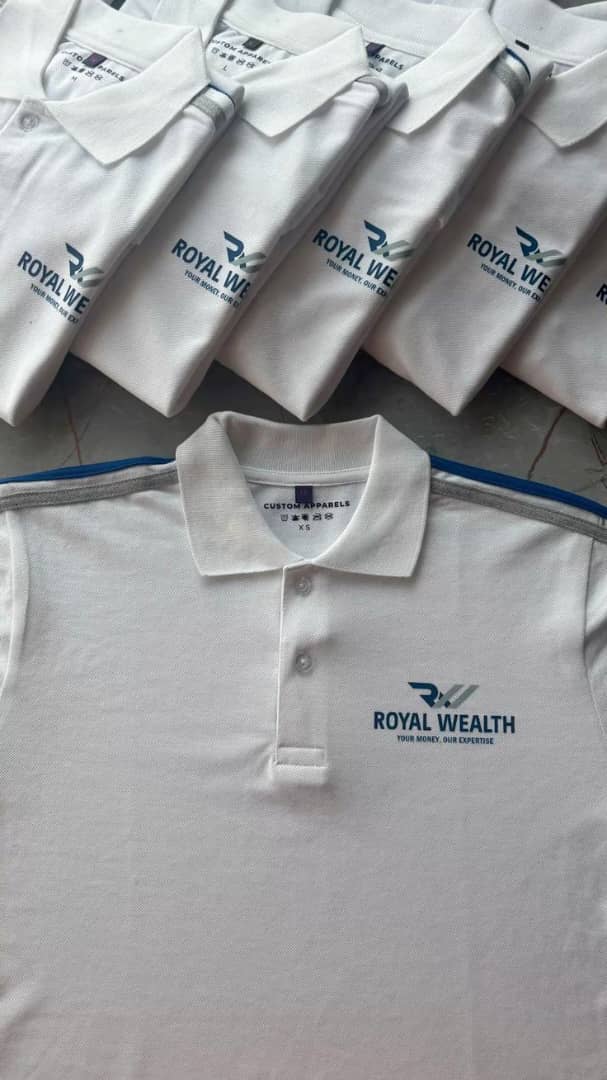 Branded polo shirts ready for a Harare client